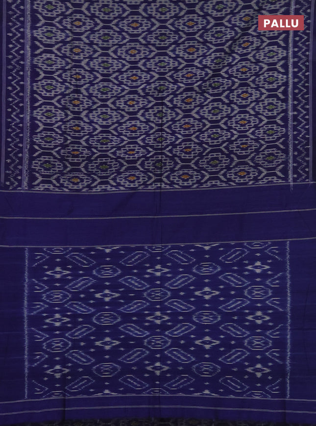 Ikat cotton saree blue with allover ikat weaves and simple border
