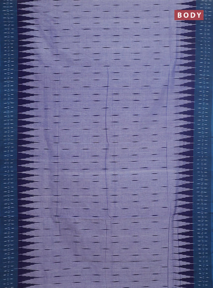 Ikat cotton saree bluish grey and blue with allover ikat butta weaves and temple design simple border