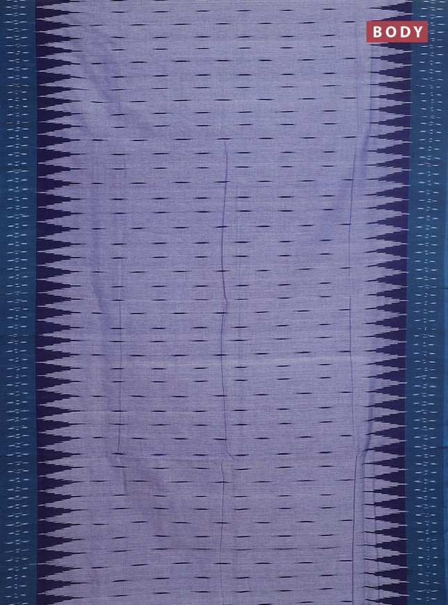 Ikat cotton saree bluish grey and blue with allover ikat butta weaves and temple design simple border