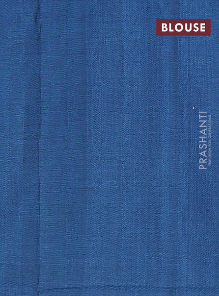 Ikat cotton saree bluish grey and blue with allover ikat butta weaves and temple design simple border