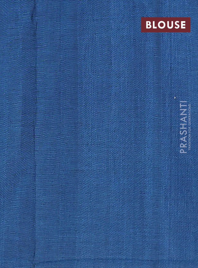 Ikat cotton saree bluish grey and blue with allover ikat butta weaves and temple design simple border