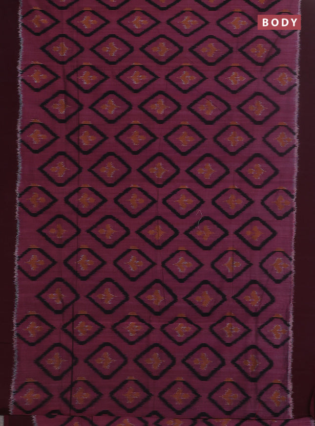 Ikat cotton saree pink shade and wine shade with allover ikat butta weaves and simple border