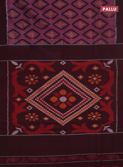 Ikat cotton saree pink shade and wine shade with allover ikat butta weaves and simple border
