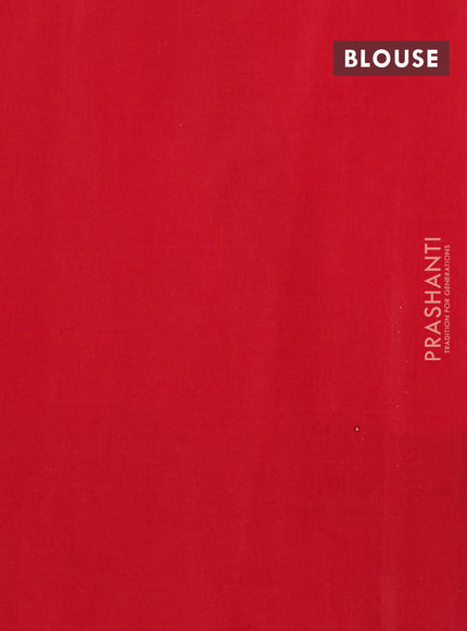 Ikat cotton saree off white and peacock green red with allover ikat butta weaves and long ikat style border