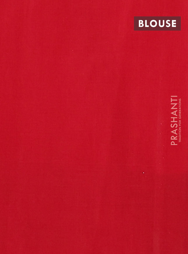 Ikat cotton saree off white and peacock green red with allover ikat butta weaves and long ikat style border