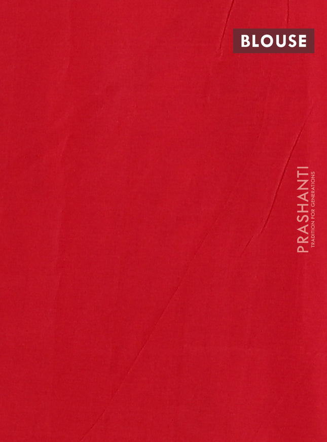 Ikat cotton saree bottel green and red with allover ikat butta weaves and simple border