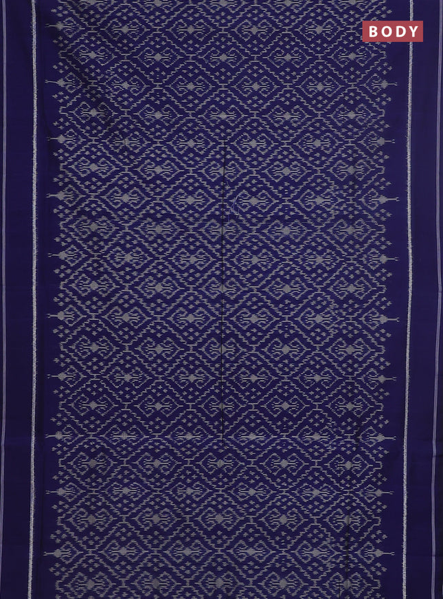 Ikat cotton saree dark blue with allover ikat weaves and simple border
