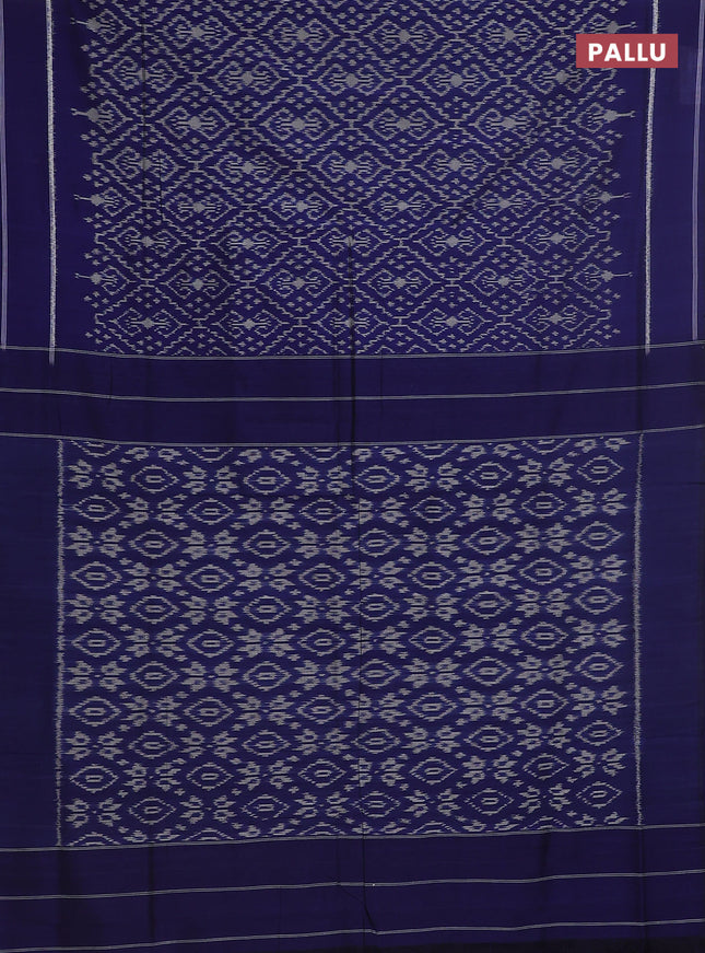 Ikat cotton saree dark blue with allover ikat weaves and simple border