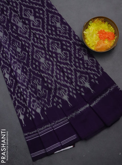 Ikat cotton saree violet with allover ikat weaves and simple border