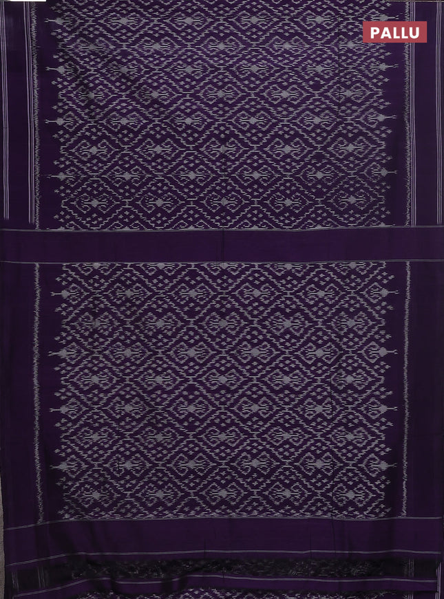 Ikat cotton saree violet with allover ikat weaves and simple border