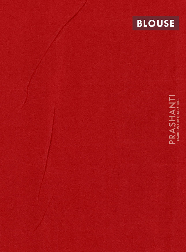 Ikat cotton saree elephant grey and red with allover ikat weaves and simple border