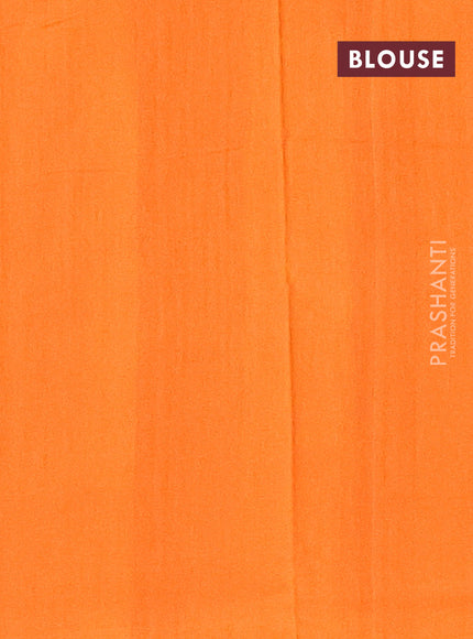 Ikat cotton saree grey and orange with allover ikat weaves and simple border