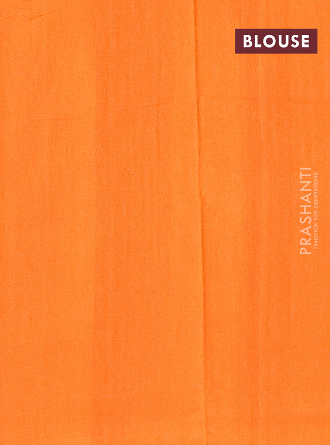 Ikat cotton saree grey and orange with allover ikat weaves and simple border