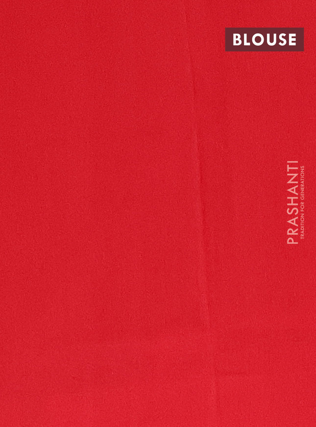 Ikat cotton saree off white and red with allover ikat weaves and simple border