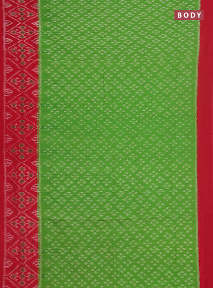 Ikat cotton saree light green and pink with allover ikat butta weaves and long ikat style border