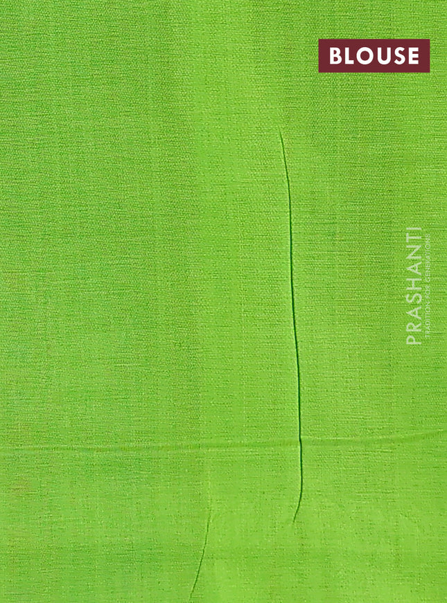 Ikat cotton saree peacock blue and light green with allover ikat butta weaves and long ikat style border