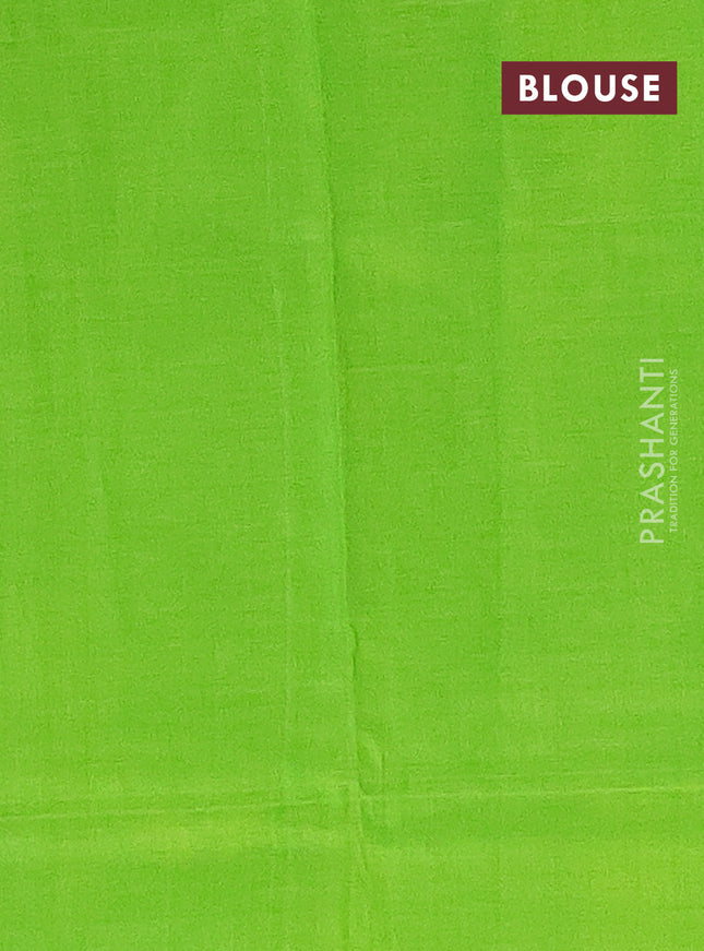 Ikat cotton saree peacock blue and light green with allover ikat butta weaves and simple border