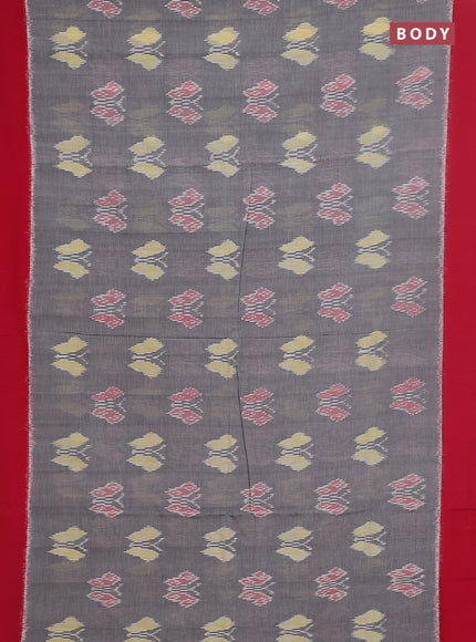 Ikat cotton saree grey and pink with allover ikat butta weaves and simple border