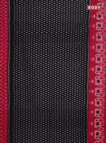 Ikat cotton saree black and pink with allover ikat butta weaves and long ikat border