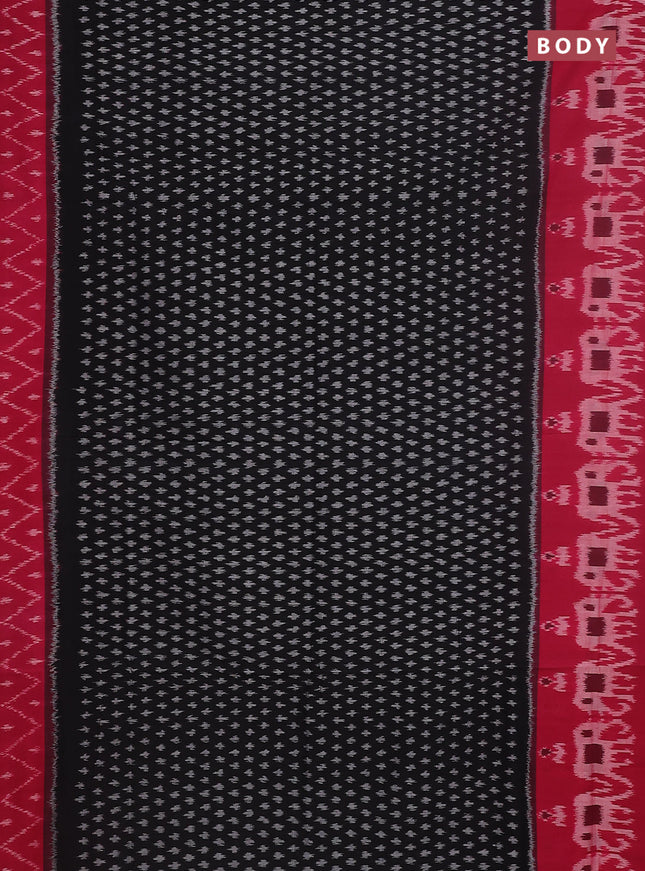 Ikat cotton saree black and pink with allover ikat butta weaves and long ikat border