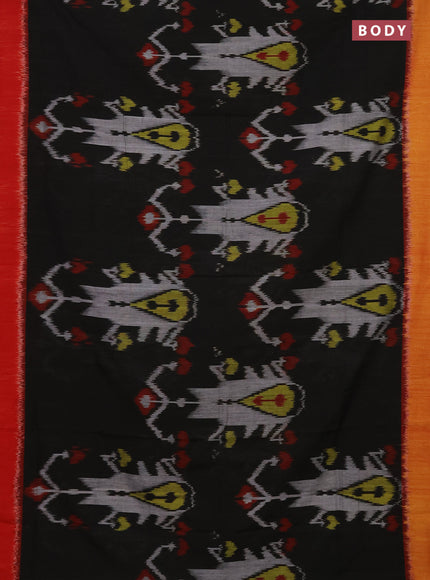 Ikat cotton saree black with allover ikat weaves and ganga jamuna border