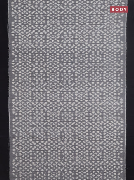 Ikat cotton saree grey and black with allover ikat weaves and simple border