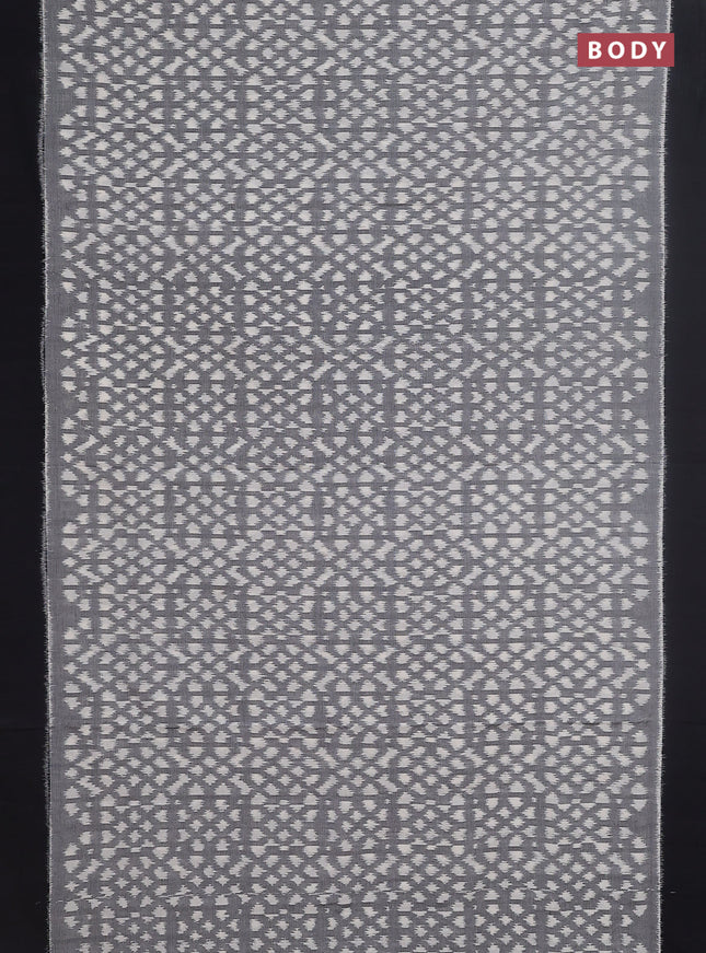 Ikat cotton saree grey and black with allover ikat weaves and simple border