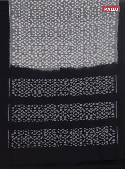 Ikat cotton saree grey and black with allover ikat weaves and simple border