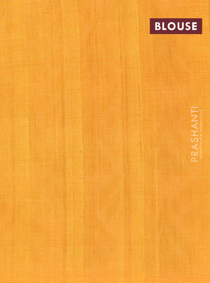 Ikat cotton saree off white and mango yellow with allover ikat weaves and simple border