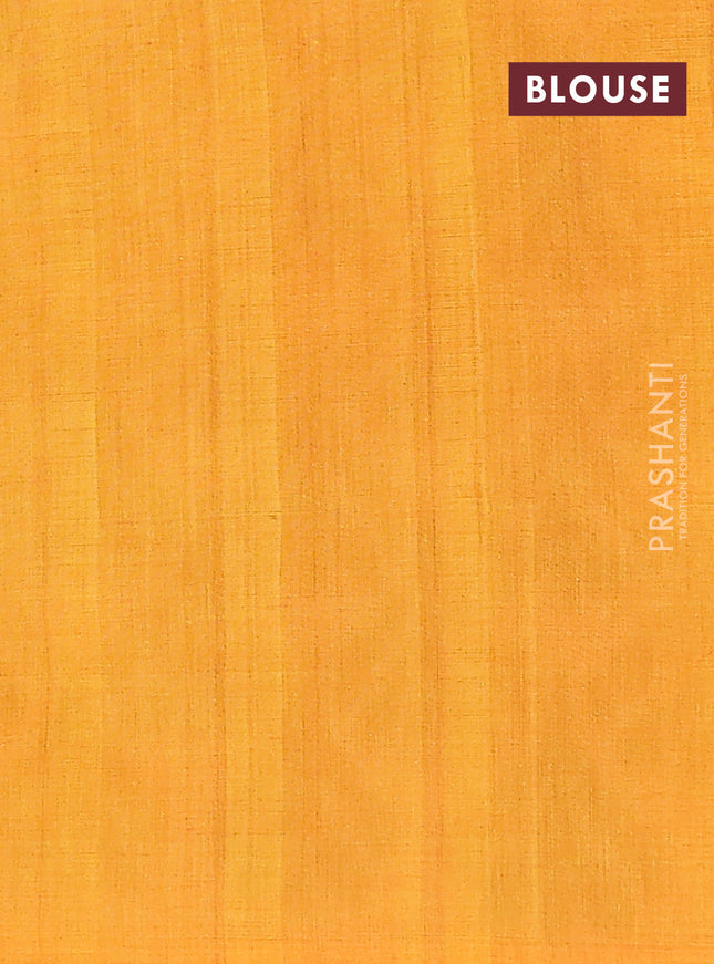 Ikat cotton saree off white and mango yellow with allover ikat weaves and simple border