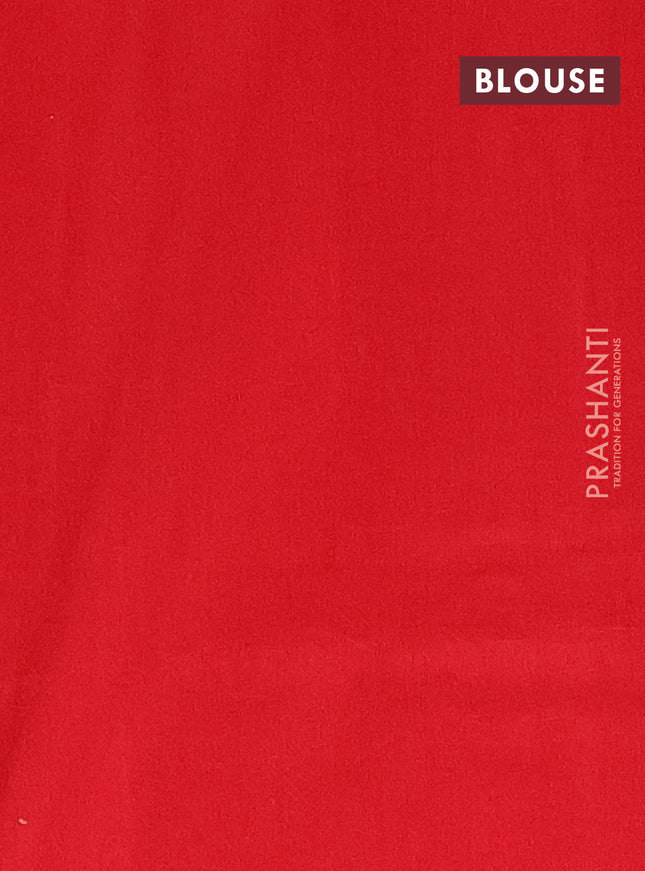 Ikat cotton saree off white and red with allover ikat butta weaves and simple border