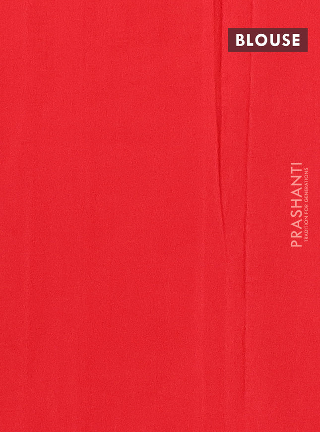 Ikat cotton saree off white and red with allover ikat weaves and simple border