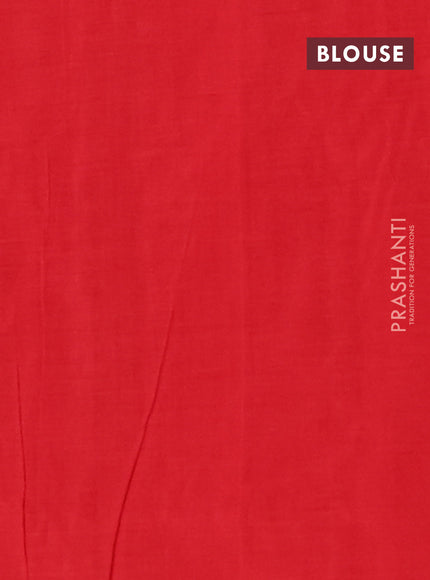 Ikat cotton saree peacock blue and red with allover ikat weaves and simple border