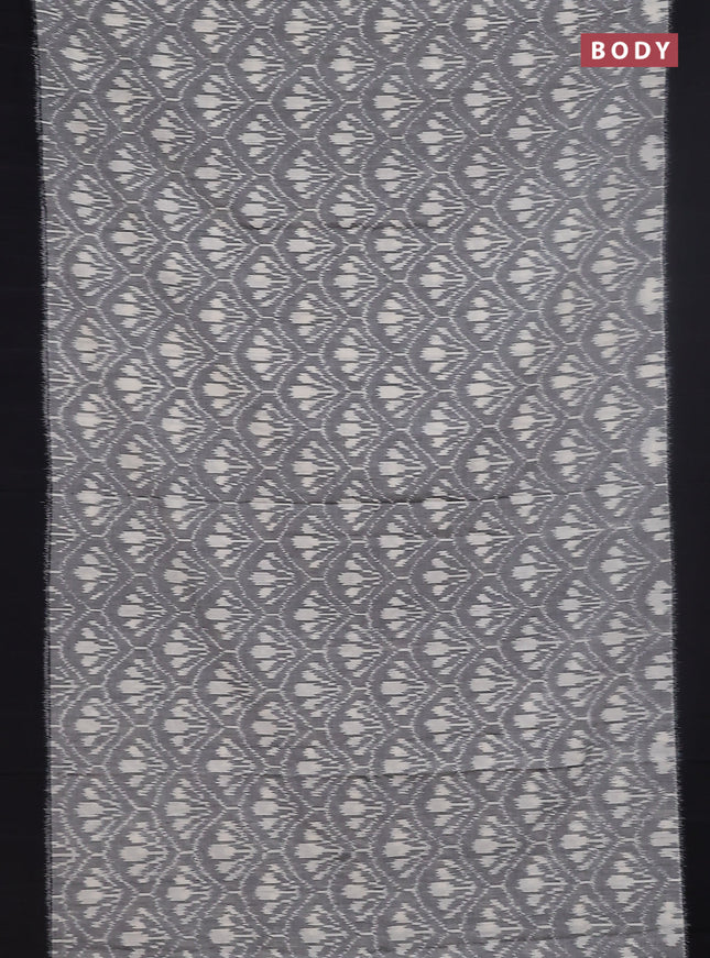 Ikat cotton saree grey and black with allover ikat weaves and simple border