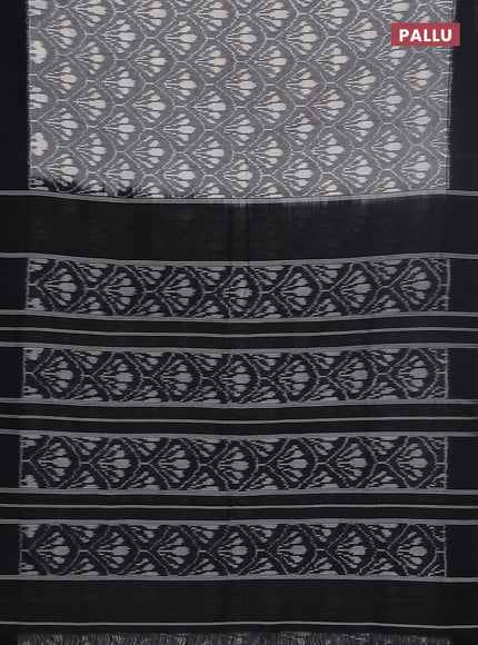 Ikat cotton saree grey and black with allover ikat weaves and simple border