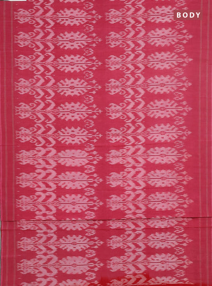 Ikat cotton saree pink shade and red with allover ikat weaves and simple border