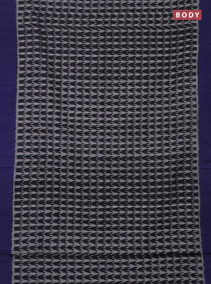 Ikat cotton saree black grey and blue with allover ikat weaves and simple border