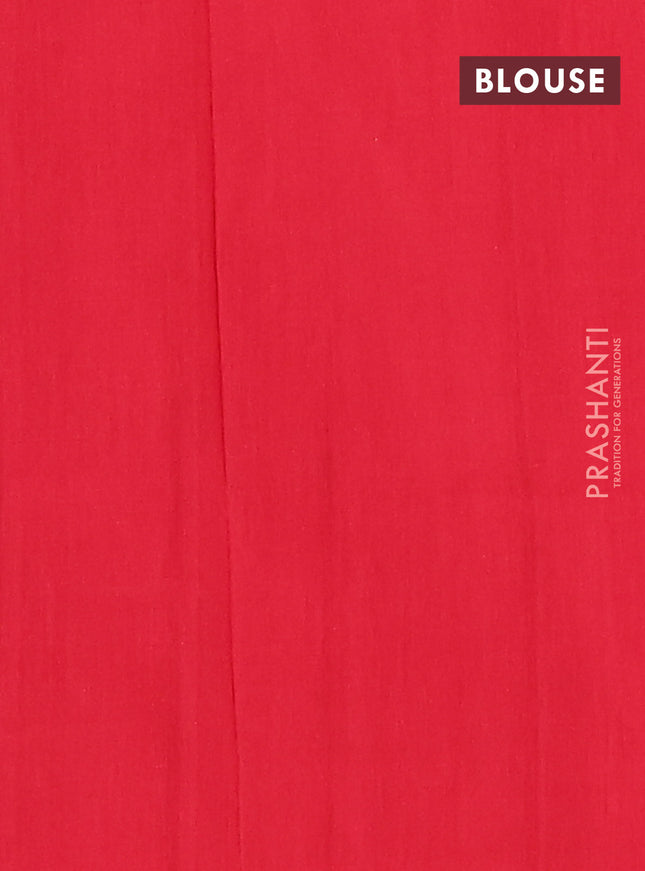 Ikat cotton saree grey and red with allover ikat weaves and simple border