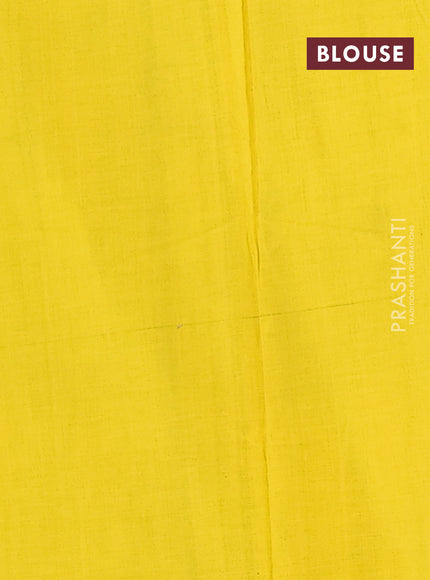 Ikat cotton saree peacock blue and yellow with allover ikat butta weaves and simple border