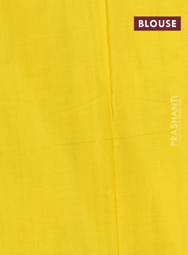 Ikat cotton saree peacock blue and yellow with allover ikat butta weaves and simple border