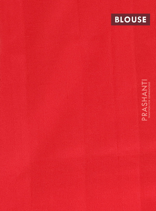 Ikat cotton saree grey and red with allover ikat butta weaves and simple border