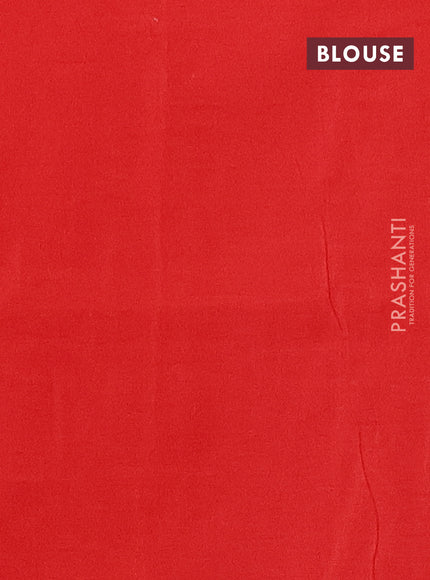 Ikat cotton saree cream and blue red with plain body and long ikat style border