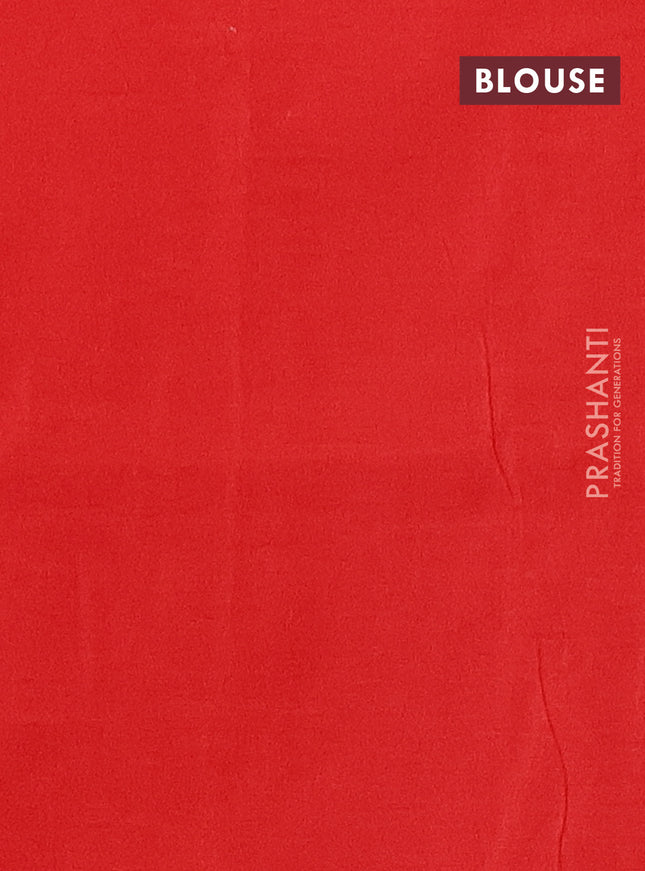 Ikat cotton saree cream and blue red with plain body and long ikat style border