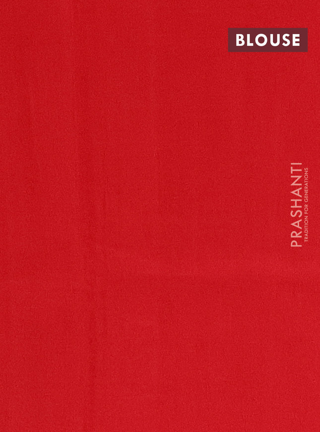 Ikat cotton saree dak blue and red with allover ikat butta weaves and long ikat style border