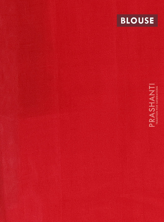 Ikat cotton saree peacock green and red with allover ikat butta weaves and long ikat style border