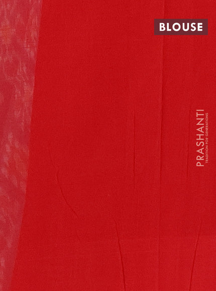 Ikat cotton saree blue shade and red with allover ikat butta weaves and long ikat style border