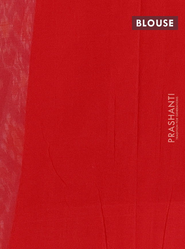 Ikat cotton saree blue shade and red with allover ikat butta weaves and long ikat style border