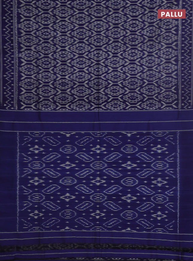 Ikat cotton saree blue with allover ikat weaves and ikat style border