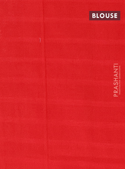 Ikat cotton saree red off white and red with allover ikat butta weaves and simple border