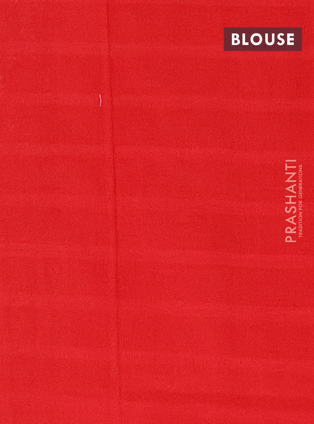 Ikat cotton saree red off white and red with allover ikat butta weaves and simple border